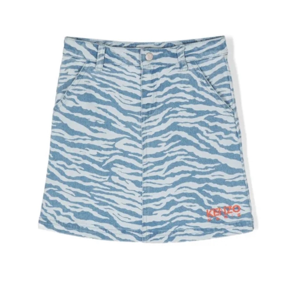 Kenzo Kids Zebra Print Skirt - Blue and White